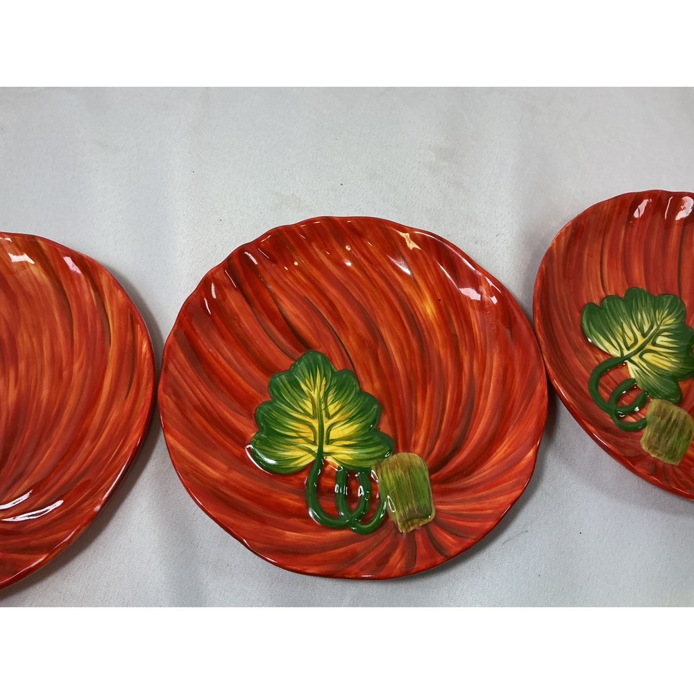 Home & Garden Party Pumpkin Stoneware Plates Set of 3 Orange Fall Harvest 8in - Picture 4 of 9